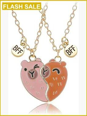 Split Heart Matching Necklace Set for 2 - BFF Friendship Jewelry, Couples Gift